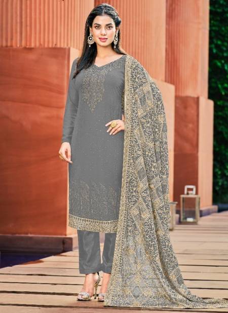 Gray Colour Vouch Naari 5 Heavy Fancy Festive Wear Georgette Designer Salwar Suit Collection 5002